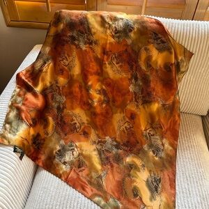 Elegant Satin Scarf - Orange and Gold
